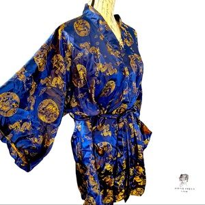 Blue & Gold Short Kimono Size L